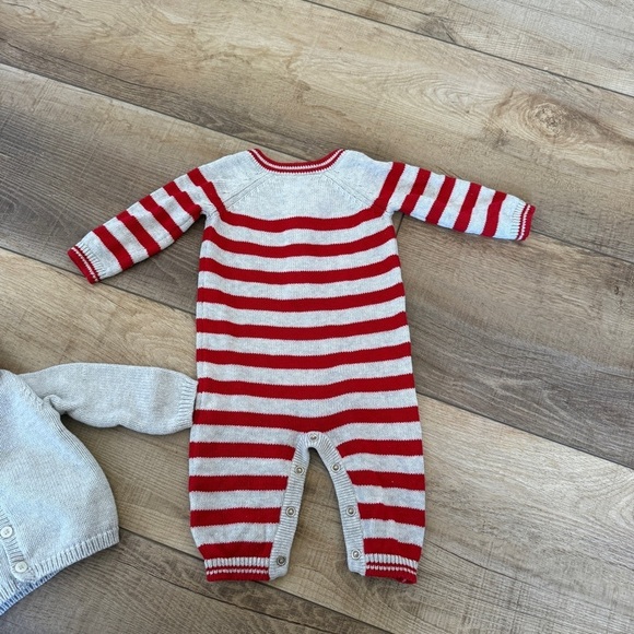 Newborn Holiday bundle of infant one-piece outfits and gray jacket - Picture 3 of 5